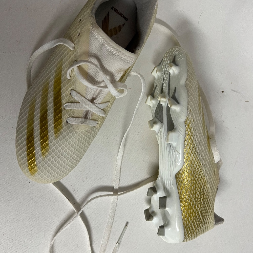 Adidas X Ghosted.3 FG Cloud White Gold Silver Soccer Cleats Men's Size 5